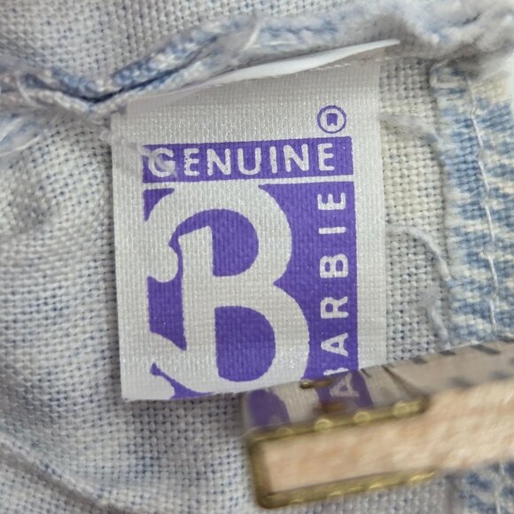 Vintage Barbie Skirt Pink & Blue Striped Waist With Textured Pattern - Picture 4 of 4